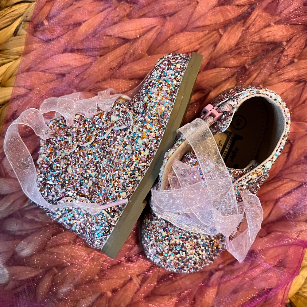 Size 5 (toddler) Pink/Multi Sparkle Boots, TTN Tiny Toes Nation
